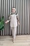 Nuray Takim Ayrobin Fabric Women's Beige Mixed Patterned Buttoned Hijab Double Set - 4