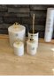 White Marble Gold Coral Accessory 4-Piece Bathroom Set - 3