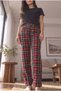 Women's Comfortable Fit Soft High Waist Plaid Pattern Fleece Pajama Bottoms - 3