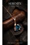 Blue Zircon Stone Lotus Steel Necklace