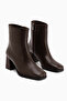 Margot Genuine Leather Brown Blunt Toe Heeled Women's Boots - 3