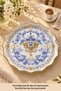 Çırağan Glass Printed Round Serving Tray 38 cm Hologram Tray with Gold Handles