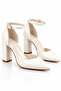 Women's Bridal Shoes Ecru Wedding Engagement Pointed Toe Thick Heel Ankle Strap 9 cm New Season - 7