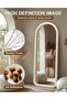 Arched Full Length Mirror,Free Standing Floor Mirror with Velvet Finish Frame,Cream White - 5
