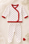Newborn Baby Heart Patterned 7 Piece Hospital Discharge Set with Red Ribbons - 3