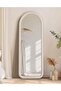 Arched Full Length Mirror,Free Standing Floor Mirror with Velvet Finish Frame,Cream White - 2