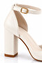 Women's Bridal Shoes Ecru Wedding Engagement Pointed Toe Thick Heel Ankle Strap 9 cm New Season - 4