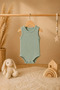 100% Cotton Natural Ribbed 3-Piece Baby Bodysuit Set with Straps and Snap Fasteners - 2