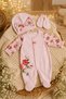 Baby Girl Rompers with Rose Hat - 3