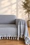 180*220 Cm. Organic 3-Seat Sofa Sofa Bed Cover Cotton Large Size Hand-Tied Multi-Purpose Cover - Anthracite - 3