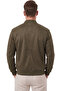 Men's Khaki Slim Fit Stretch Fabric Zippered Suede Jacket – Transitional Slim Premium Coat 2504334 - 5