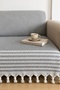 180*220 Cm. Organic 3-Seat Sofa Sofa Bed Cover Cotton Large Size Hand-Tied Multi-Purpose Cover - Anthracite - 5