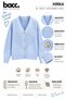 Women's Baby Blue Motif Patterned Buttoned Knitwear Cardigan - 3