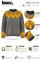 Women's Gray Crew Neck Patterned Knitwear Sweater - 3
