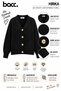 Women's Black Motif Patterned Buttoned Knitwear Cardigan - 3