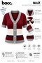 Women's Burgundy V-Neck Color-Blocked Buttoned Knitwear Blouse - 3
