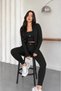 Women's 3-Piece Sports Set Zipper Crop Jacket Bustier and High Waist Gathering Leggings - 4
