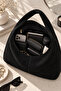 Original Women's Suede Luxury Soft Leather Vintage Model Zippered Large Volume Tote Bag with Main Compartment and Inner Pocket Shopper Modern City Style Comfortable Thick Strap Daily Stylish Hand and Shoulder Bag - Black - 3