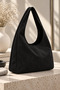 Original Women's Suede Luxury Soft Leather Vintage Model Zippered Large Volume Tote Bag with Main Compartment and Inner Pocket Shopper Modern City Style Comfortable Thick Strap Daily Stylish Hand and Shoulder Bag - Black - 7