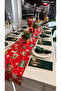 New Year Themed Red and Green Figured Runner Christmas Runner (Napkin Not Included) - 8