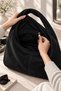 Original Women's Suede Luxury Soft Leather Vintage Model Zippered Large Volume Tote Bag with Main Compartment and Inner Pocket Shopper Modern City Style Comfortable Thick Strap Daily Stylish Hand and Shoulder Bag - Black - 5