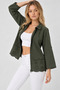 Women's Shirt Collar Brodered Front Zippered Gabardine Jacket - 4