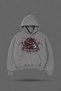 Oversize Y2K Digital Romance Printed Hooded Smoke Gray Sweatshirt