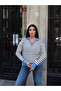 Striped Polo Neck Zipper Sweater - 4