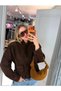 Women's New Season Suede Buttoned Jacket with Adjustable Waist Belt - 5