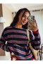 Multicolored Striped Crew Neck Slim Knit Sweater - 7063 - 2