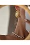 Gold Cream Stone Oval Large Vintage Earrings