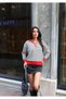 Striped Polo Neck Zipper Sweater - 4