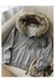 Gray Melange Skullhead Hooded Sweatshirt with Fur Collar - 2