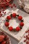 Bohemian Red Round Beaded Stone-Look Bracelet