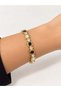 Black and White Marble Patterned Zircon Stone Gold Elastic Bracelet - 2