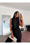Ornamental Buttoned Zippered Vest - Black