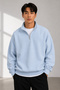 Unisex Set of 3 Half-Zipper Stand Collar 100% Cotton Soft Textured Fleece Inside Sweatshirt Plain Pullover (3 Pcs) - 3