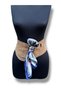 Women's Tan Blue Scarf Detailed Nubuck Leather Belt - Monet Design Corset Belt - Standard Size