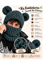 Men's Puffy Balaklava with Ears Knitted Hood Neck Collar Pearl Grey Winter Beanie Scarf - 4