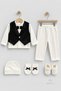 Newborn Baby Boy 6 Piece Mevlüt Set with Bow Tie and Vest, Boxed Hospital Discharge Set, Gift Baby Set - 6