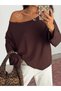 Off-Shoulder Wide Sleeve Blouse - Coffee - 2