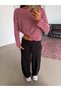 Waist Folded Wide Leg Sweatpants - Black - 4