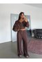 Ribana Detailed Zipper Suit - Brown