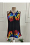 Women's Long Sleeve Halter Neck Detailed Leopard Single Jersey Blouse - 4
