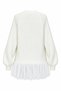 Beige Tulle Garnished Oversize V-Neck Knitwear Cardigan - 7064 - 3