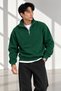 Unisex Set of 3 Half-Zipper Stand Collar 100% Cotton Soft Textured Fleece Inside Sweatshirt Plain Pullover (3 Pcs) - 2