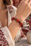 Bohemian Red Round Beaded Stone-Look Bracelet - 2