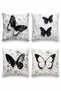 Black and Gray Floral Patterned 4-Piece Throw Pillow Cover Set - 3