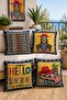 Mexican Girl Patterned 4-Piece Throw Pillow Cover Set