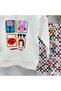 Girls' 3-Ply Cotton Patterned Sweatshirt and Checked Pants Set 2-8 Years - 6